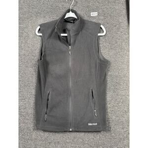 Marmot Vest Polartec Womens L Black Gray Windbreaker Fleece Lined Outdoor Hiking